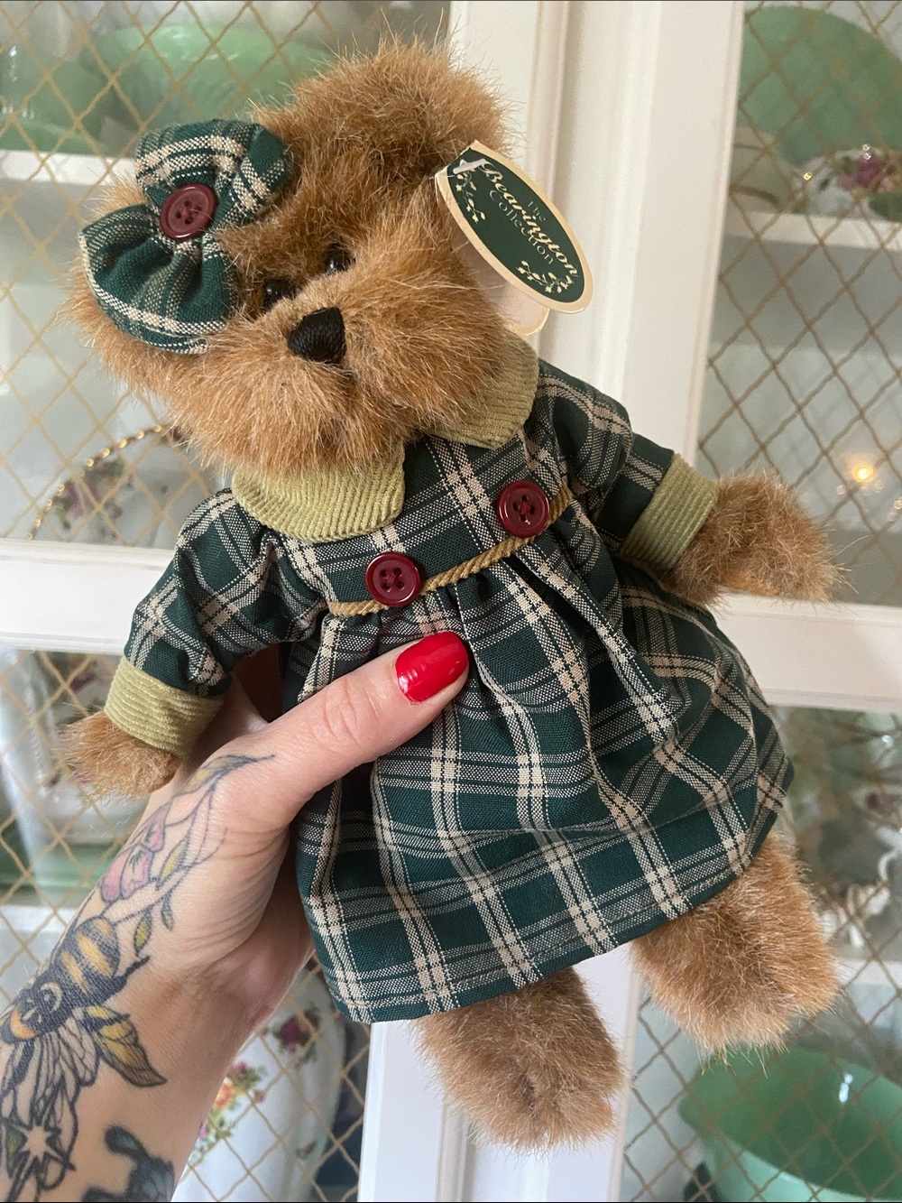 Vintage 90s Bearington Bear Girl Casey Patchwork Teddy Bear Cottagecore Cute
